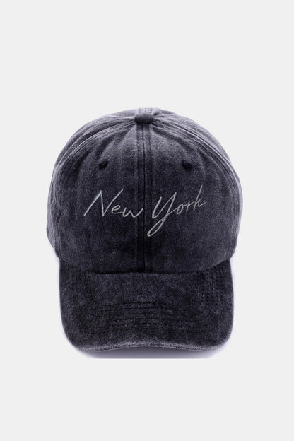 Washed Embroidered City Baseball Cap