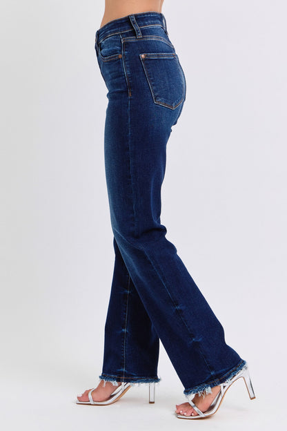 Judy Blue Raw Hem Straight Leg Jeans