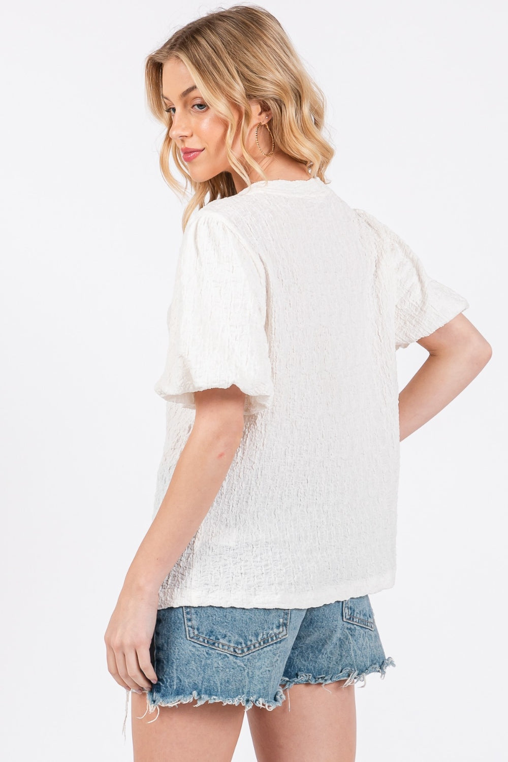 Femme Textured Puff Sleeve Top