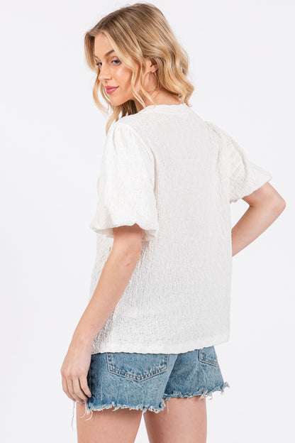 Femme Textured Puff Sleeve Top