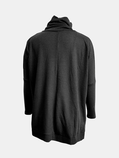 Waffle Knit Turtleneck Long Sleeve T-Shirt