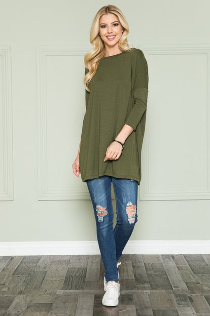 Solid Long Sleeve Tunic Top