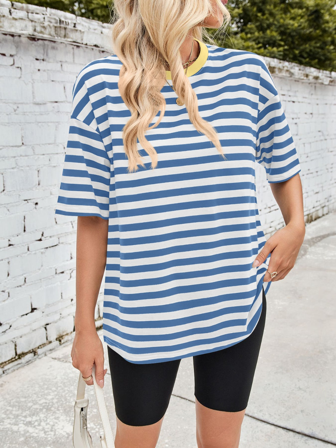 Striped Round Neck Half Sleeve T-Shirt
