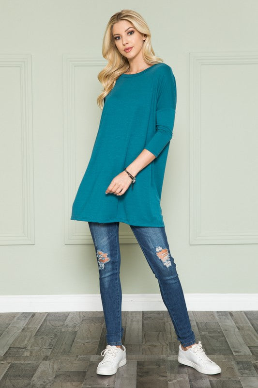 Solid Long Sleeve Tunic Top