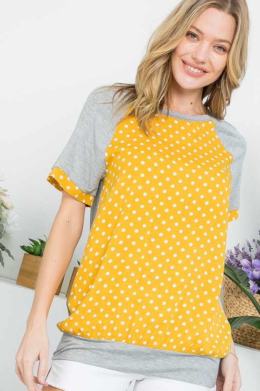 PLUS POLKA DOT MIX CASUAL TUNIC TOP