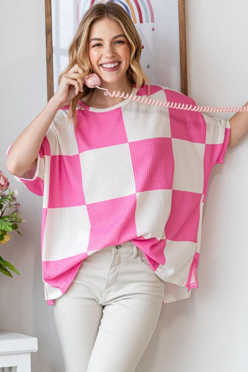 Checkered Waffle Oversized T-Shirt