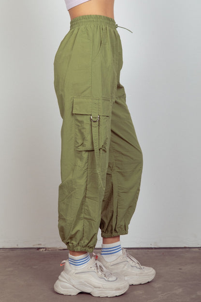 Elastic Waist Woven Cargo Pants