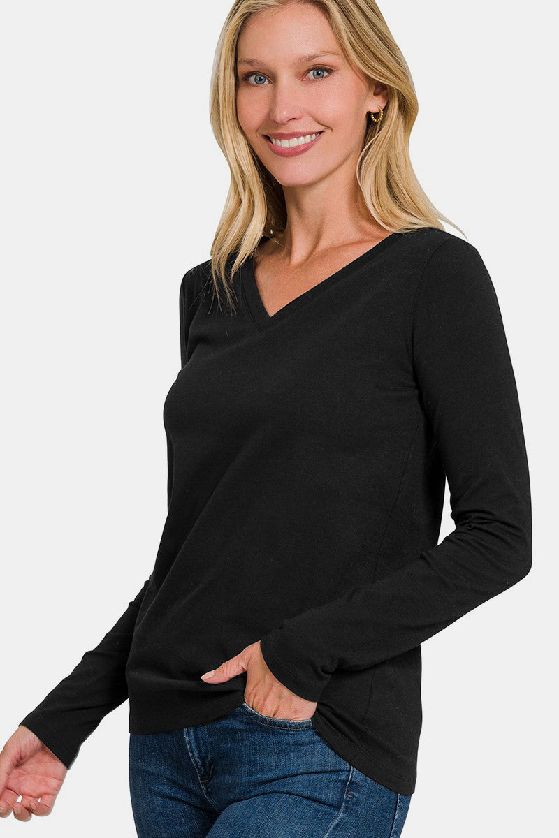 V-Neck Long Sleeve T-Shirt