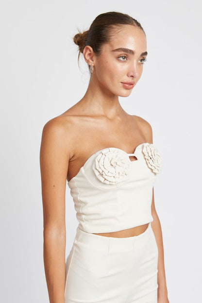 ROSETTE BUSTIER TOP