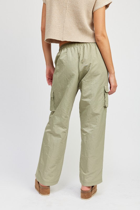 STRAIGHT LEG PANTS WITH ELASTIC WAIST BAND