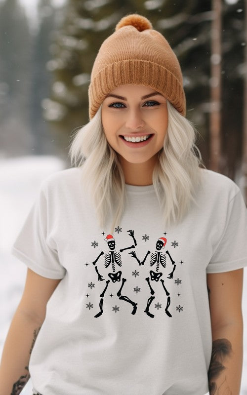 Dancing Christmas Skeletons Graphic Tee