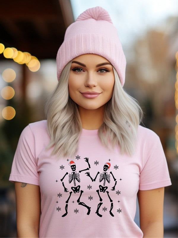 Dancing Christmas Skeletons Graphic Tee