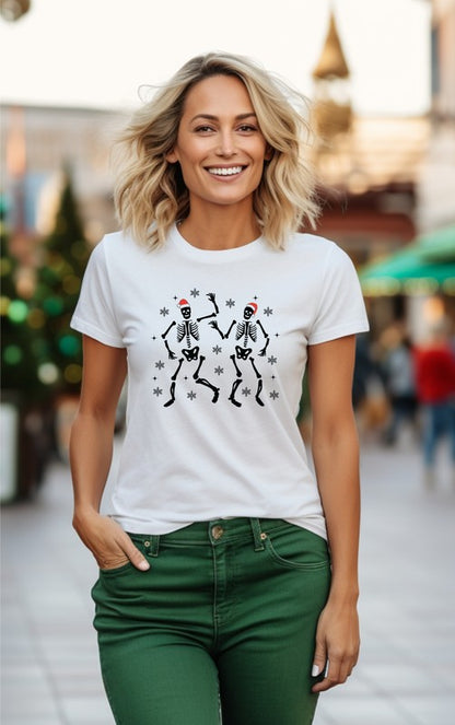 Dancing Christmas Skeletons Graphic Tee