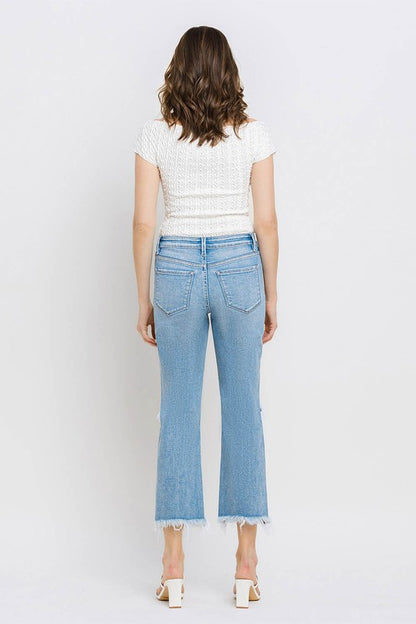 Vervet By Flying Monkey High Rise Frayed Hem Crop Straight Jeans