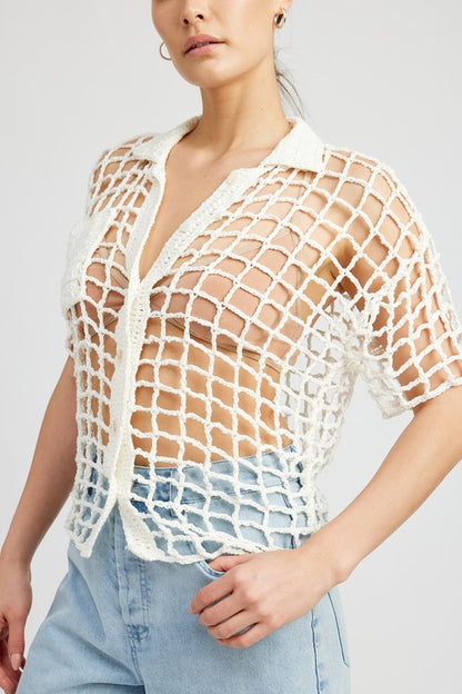 BOLD CROCHET SHIRT TOP