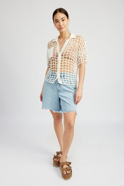 BOLD CROCHET SHIRT TOP