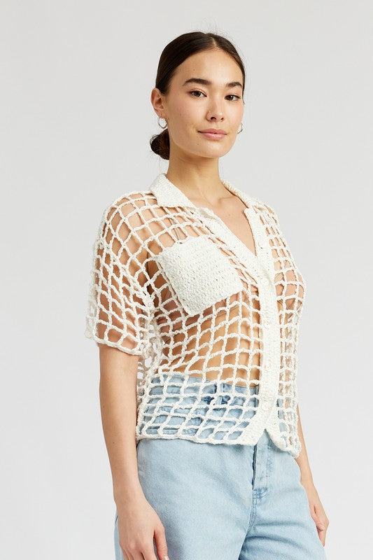 BOLD CROCHET SHIRT TOP