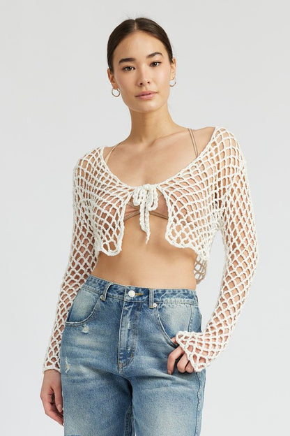 FRONT TIE ROPE CROCHET TOP