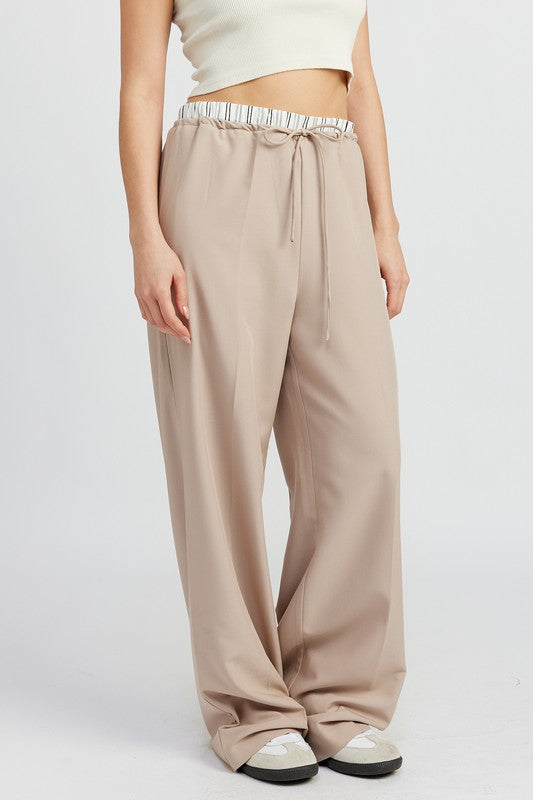 DOUBLE WAIST STREIGHT LEG PANTS