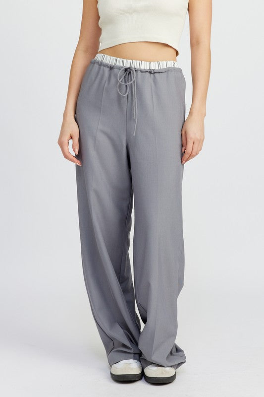 DOUBLE WAIST STREIGHT LEG PANTS