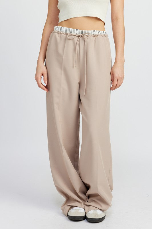 DOUBLE WAIST STREIGHT LEG PANTS