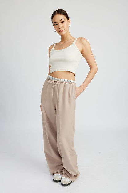 DOUBLE WAIST STREIGHT LEG PANTS