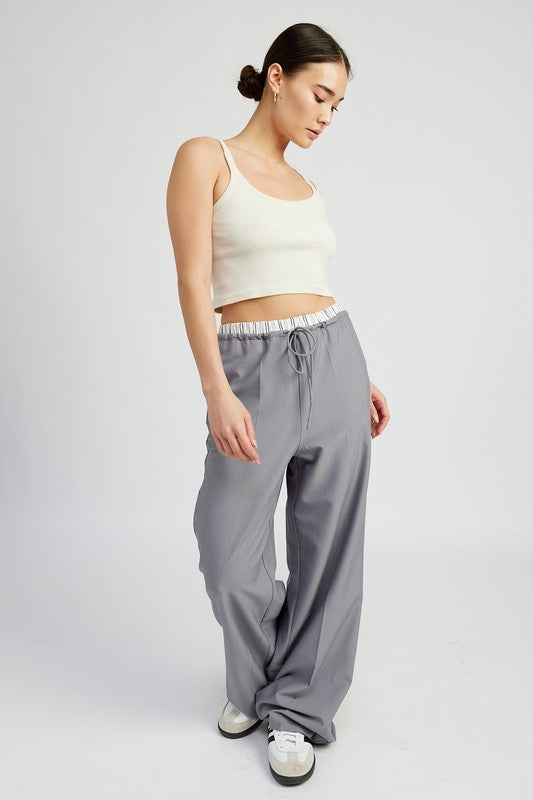 DOUBLE WAIST STREIGHT LEG PANTS