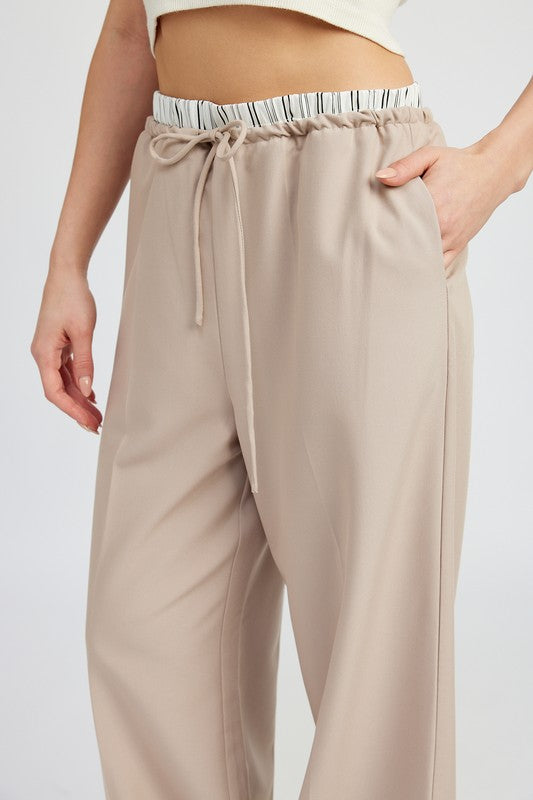 DOUBLE WAIST STREIGHT LEG PANTS