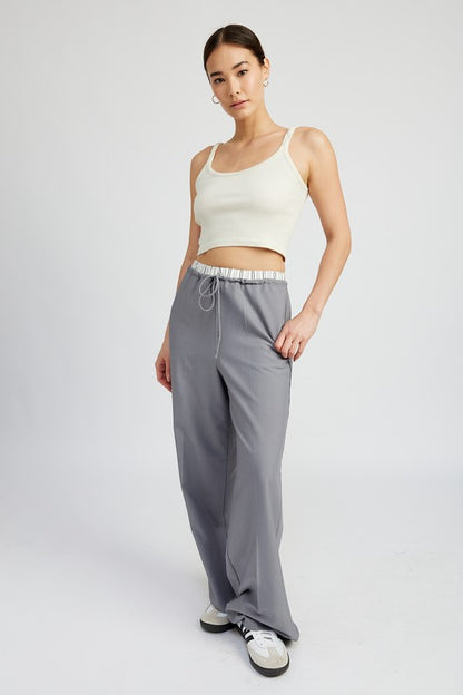 DOUBLE WAIST STREIGHT LEG PANTS