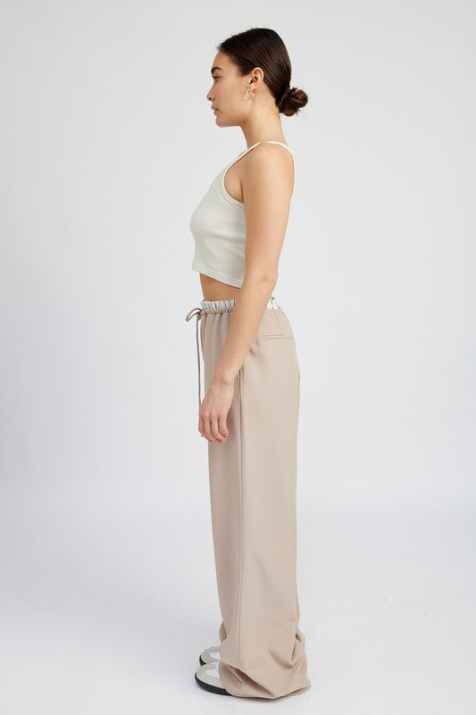 DOUBLE WAIST STREIGHT LEG PANTS