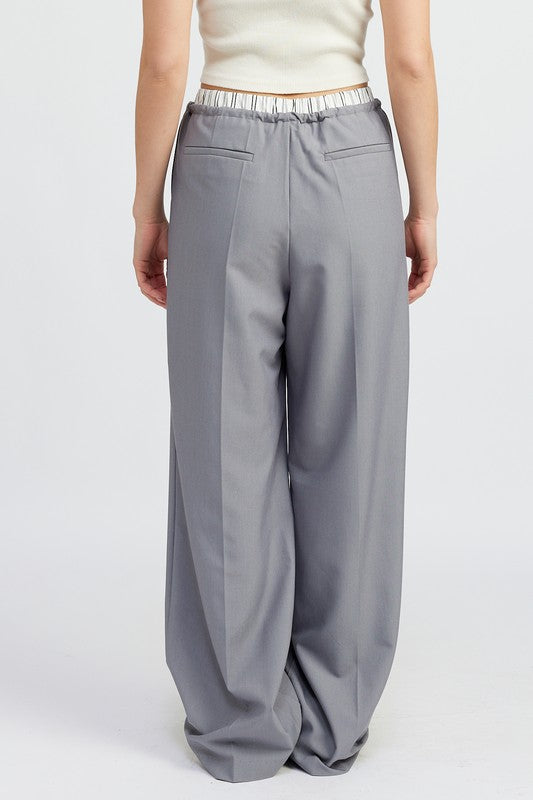 DOUBLE WAIST STREIGHT LEG PANTS