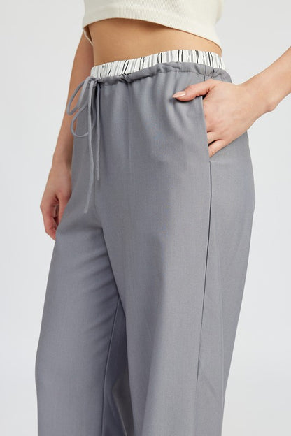 DOUBLE WAIST STREIGHT LEG PANTS