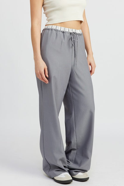 DOUBLE WAIST STREIGHT LEG PANTS