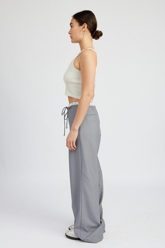 DOUBLE WAIST STREIGHT LEG PANTS