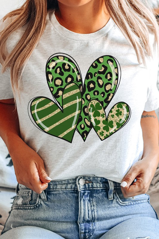 St Patrick's Day 3 Hearts Graphic Tee