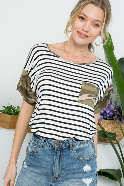 PLUS CAMOUFLAGE MIX CASUAL BOXY TOP