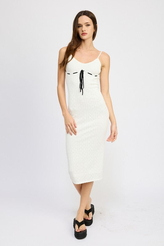 POINTELLE RIB SLEEVELESS DRESS