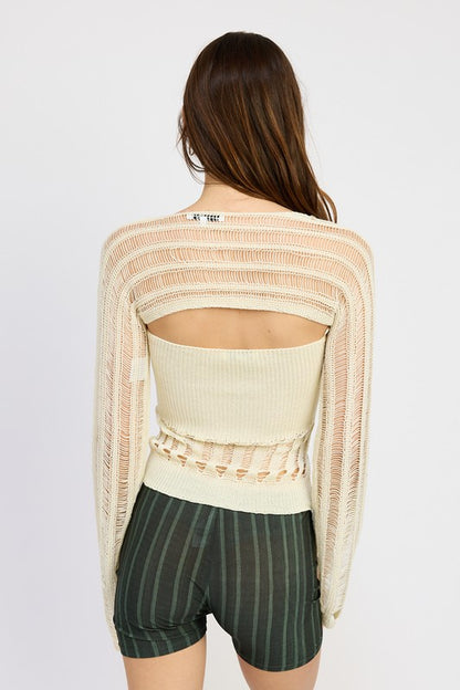 DISTRESSED SWEATER TUBE TOP