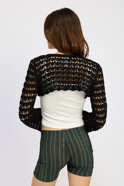 CROCHET BOLERO WITH DRAWSTRINGS