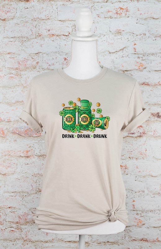 Drink Drank Drunk St Patrick's Day Graphic Tee