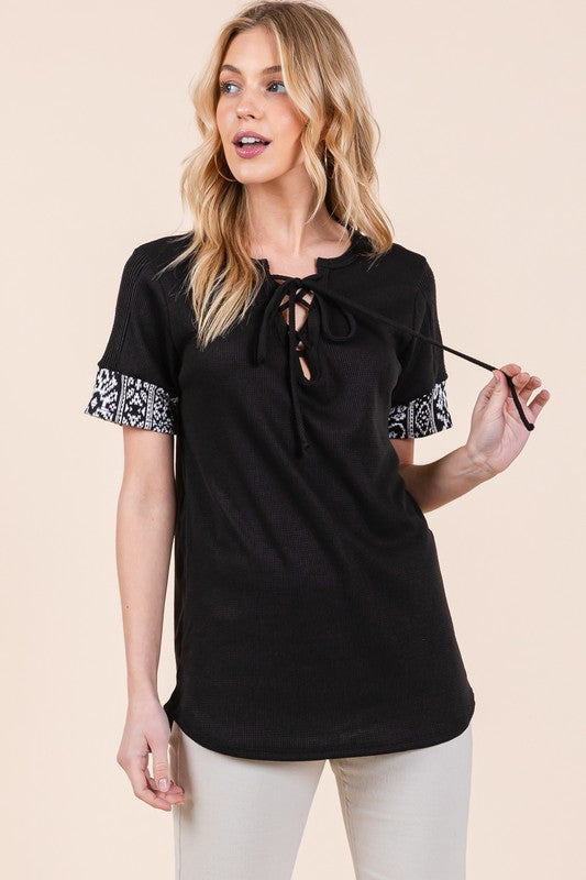 Tie Front Short Sleeve Top