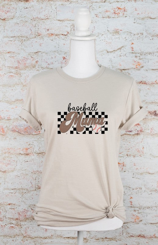 Checkered Baseball Mama Tee