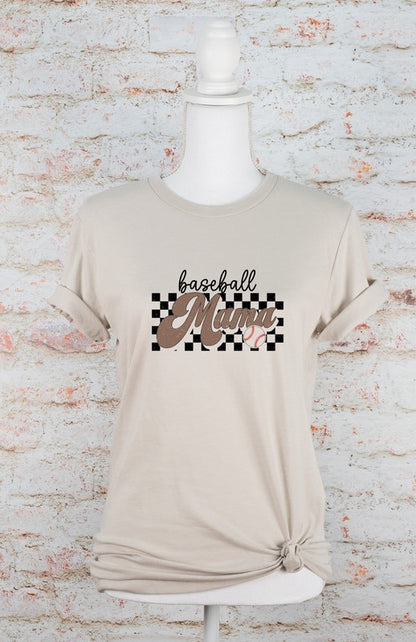 Checkered Baseball Mama Tee