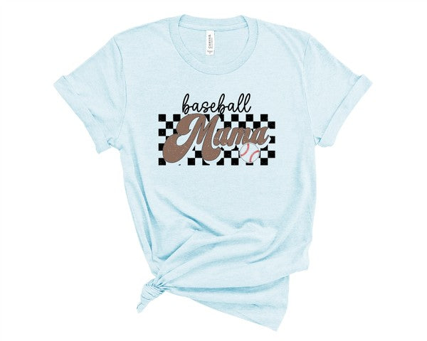 Checkered Baseball Mama Tee