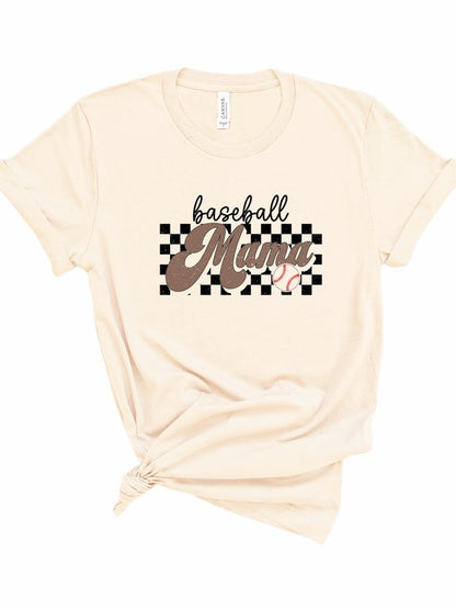 Checkered Baseball Mama Tee