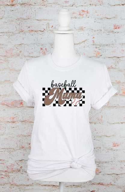 Checkered Baseball Mama Tee