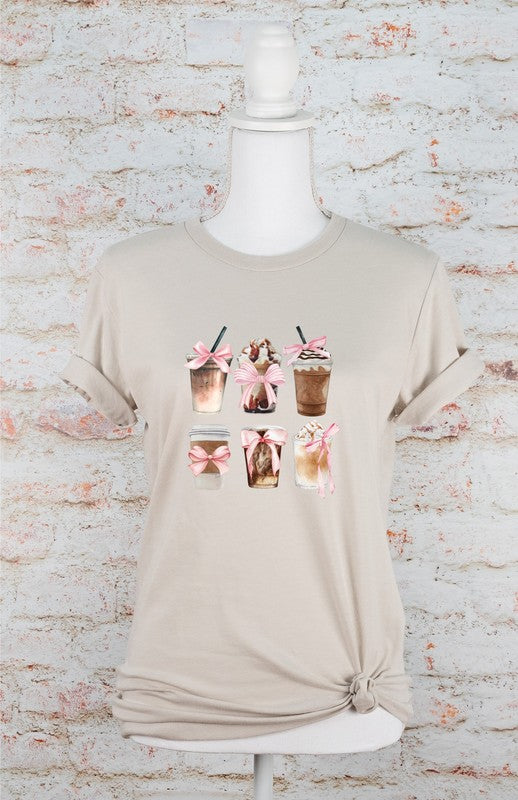 6 Coffee Coquette Ribbon Graphic Tee