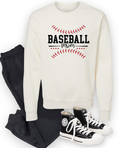 Baseball Mom Red Stitch Crewneck Sweatshirt