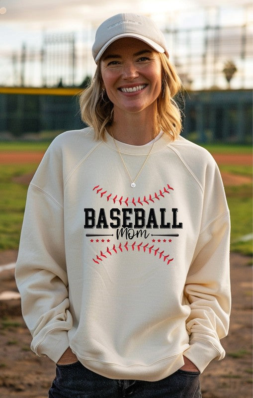 Baseball Mom Red Stitch Crewneck Sweatshirt