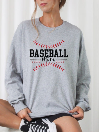 Baseball Mom Red Stitch Crewneck Sweatshirt